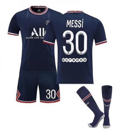 Fotballdrakter for barn 21/22 Paris Messi hjemmedrakt nr 30 Blå 26(140-150cm)
