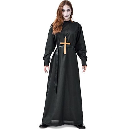 Movie The Nun Costume Cosplay Adult ong Black Scary Nuns Cross Ghost Clothes Uniform Horror Halloween Party Costume