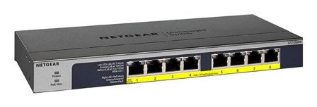 Netgear GS108PP - Switch - 8 x 10/100/1000 (PoE+) - stasjonær, rackmonterbar, veggmonterbar - PoE+ (123 W) - DC-strøm