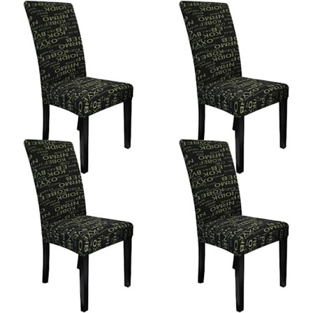4 Universal Stolbetræk Strækbare og Vaskbare Lycra Spisestuestole