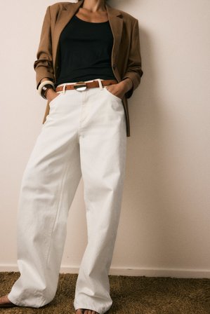 NA-KD Lösa långa jeans med låg midja - Low waist jeans - Vit - EU 32