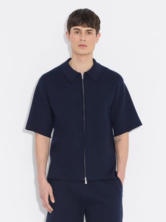 Holzweiler - Summer Zip-Up Polo Knit - Navy - Mens - Extra Large