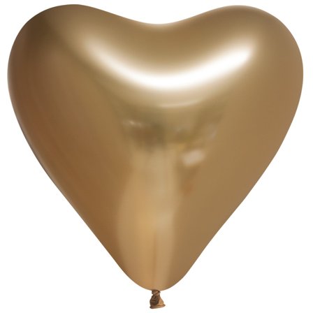 Chrome Mirror Hjerteballoner Guld 30 cm 6-pak