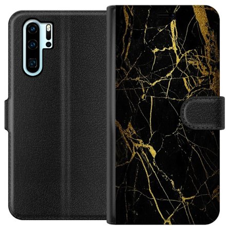 Kompatibelt Lommeboketui til Huawei Huawei P30 Pro Marmor Svart & Gull