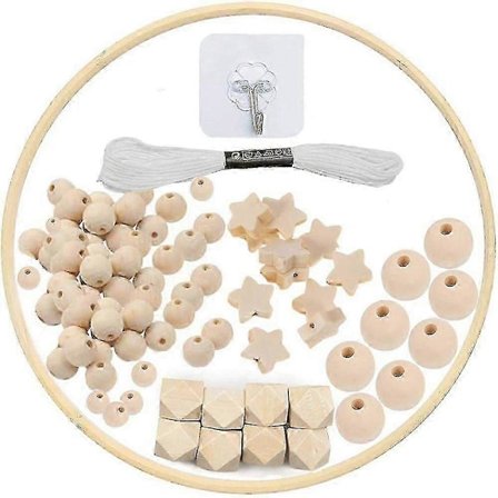 DIY Tre Baby Seng Mobile Vindklokke Sett, Naturlig Treperle Baby Seng Mobile Håndverksleke, Hjemmeinnredningsgave