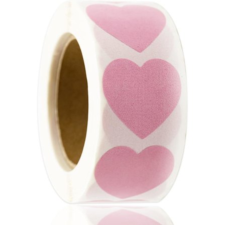 Farvede hjerte-klistermærker 500 stk./1 rulle 25 mm lyserøde selvklæbende hjerte-etiketter kodende hjerte-klistermærker etiketter blankt papir-