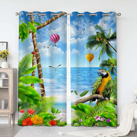 Grommet 2pc Ljusfiltrerande Draperier Behandlingar Fönstergardin