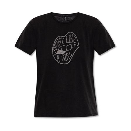 R13 T-shirt with vintage effect , Zwart , Dames , Maat: S