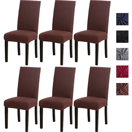 6 st Stretch Stolsöverdrag - Tvättbara Stretch Stolsöverdrag Brun