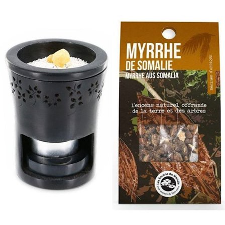 Røgelsesbrænder i sten + Myrraharpiks fra Somalia