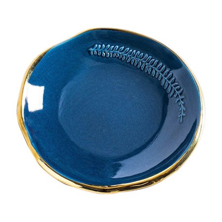 Keramisk smyckeskål bricka ringhållare, liten dekorativ prydnadskål för ringar örhängen halsband, present till kvinnor fru mamma, 4 tum, blå