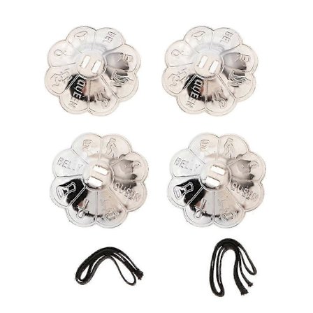 4x Blomsterformet magedans finger cymbaler ren messing dans sølv