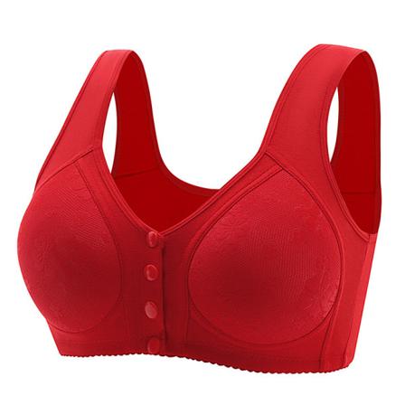 Kvinnors främre stängda BH:ar Plus Size Spets Heltäckande Bygel ofodrad BH RED 46/105