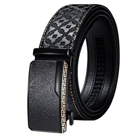 Designer Svart Lær Herrebelter Preget Skralle Stropp Livre Automatisk Spenner Skyve Kjole Jeans Belte for Menn 110CM-130CM
