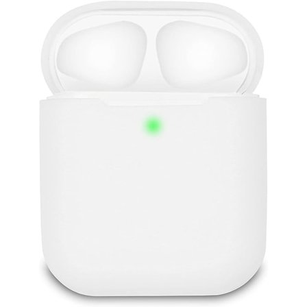 2 kpl Airpods-koteloa (valkoinen + musta), AirPods 2 -kotelo, AirPods-silikonikotelo, näkyvät LED-ilmaisimet tukevat langatonta latausta