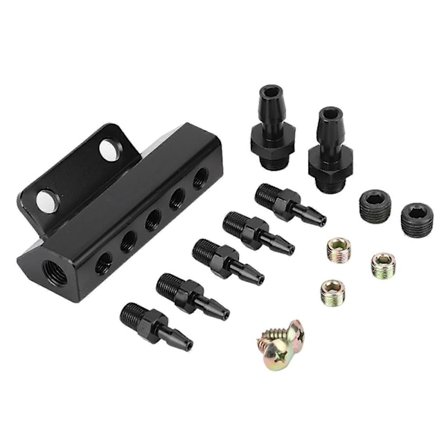 5 Port Bil Vakuumblock Insugningsgrenrör Bränsle Gas Wastegate Turbo Boost
