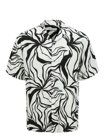 Jjjeff Monochrome Resort Shirt Ss Black Jack & J S