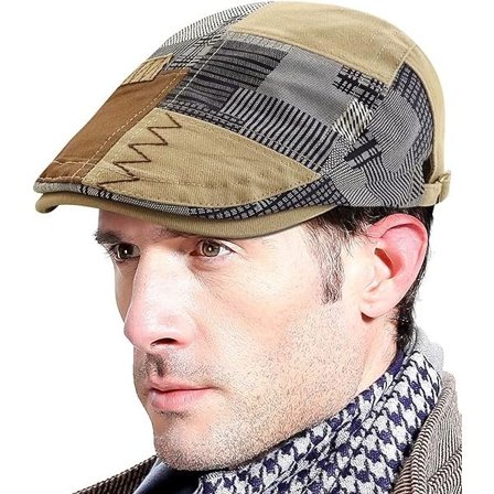 Hatt i vintage-stil for menn, flat PU-lær, justerbar, høst/vinter