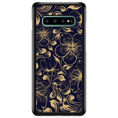 Bjornberry Skal Samsung Galaxy S10 Plus - Mörkblå Blommor