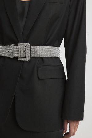 NA-KD Brett glittrande bälte - Nyårsaccessoarer - Svart,Silver - XX-Small/X-Small