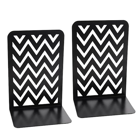 Set med 2 st bokstöd, bokstöd för tunga böcker, metallbokstöd, svart