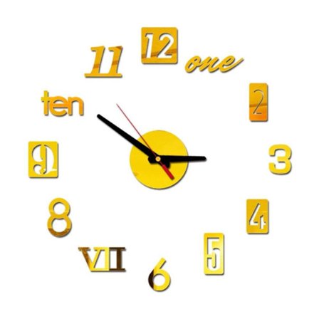 3D-seinäkello Digitaalinen kello GOLD GOLD