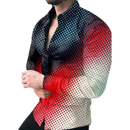 Herr Casual Tonal Långärmad Tryckt Tunn Skjorta Mode Casual Färgkontrast Gradient T-shirt