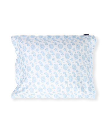 Lexington Geblümter baumwollsatin-kissenbezug, blau/weiß