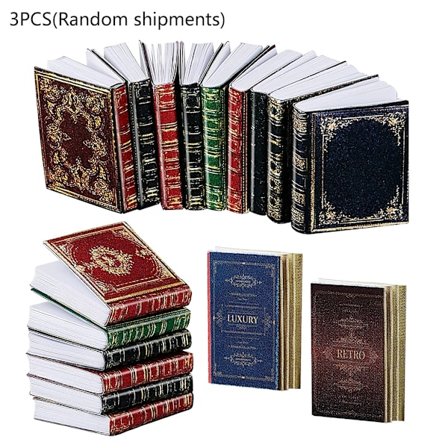 3 stk. Miniatyr Dukkehus Klassiske Mini Flipbøker Notatbok Leke Late Som Om De