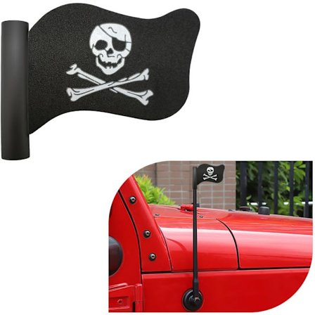 Piratflagg Bilantenne Topper Dødninghode Kryssbein Mønster Bilantenne Topper Kul Piratflagg Formet Bilantenneball for De Fleste Kjøretøy Universell