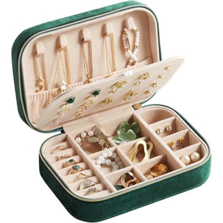 Smykkeboks, dobbeltlags smykkeoppbevaringsboks, egnet for oppbevaring av øredobber, ringer, armbånd, halskjeder