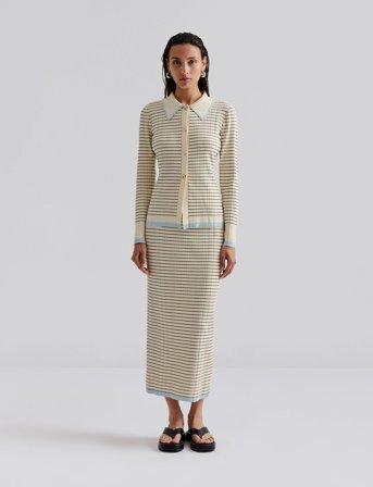 Malina Katya Knitted Maxi Skirt - Cream - XL