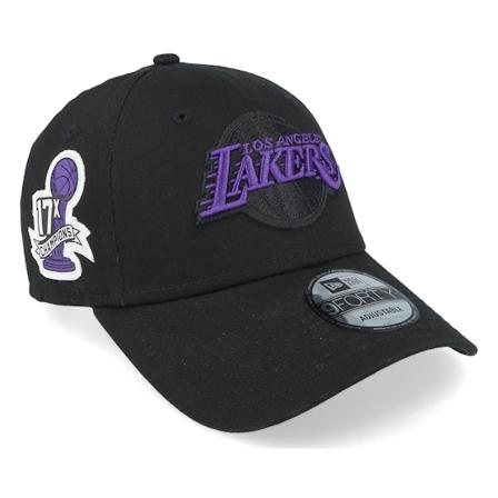 New Era - NBA Nero adjustable Cappellino - Los Angeles Lakers Side Patch 9FORTY Black/Purple Adjustable @ Hatstore