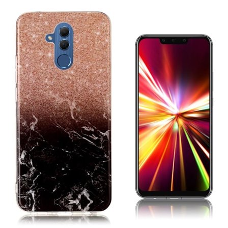 Marmormotiv Huawei Mate 20 Lite skal - Roséguld / Svart