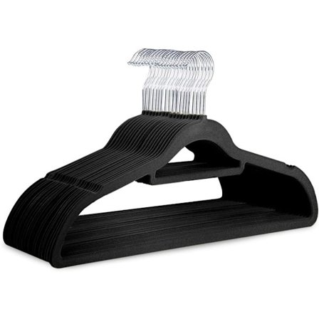 Fløjlsbøjler 20-pak - Skridsikre bøjler med slipsestang & 360° krog - Holdbare & robuste, pladsbesparende garderobeorganisatorer til jakkesæt,