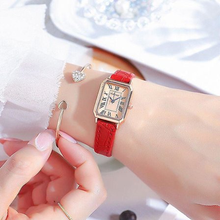 Modeklocka för kvinnor, vattentät, koreansk, enkel, liten, rektangulär