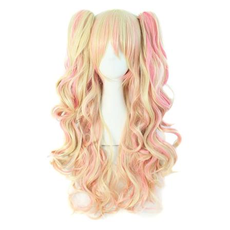 Multifarget Lolita Lang Krøllete Klipp-på Syntetisk Hestehale Cosplay Parykk for Kvinner Halloween Familiefest type D