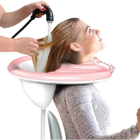Bærbar oppustelig mobil hårvaske- og farvesalon, tilpasset handicappede og skadede personer.