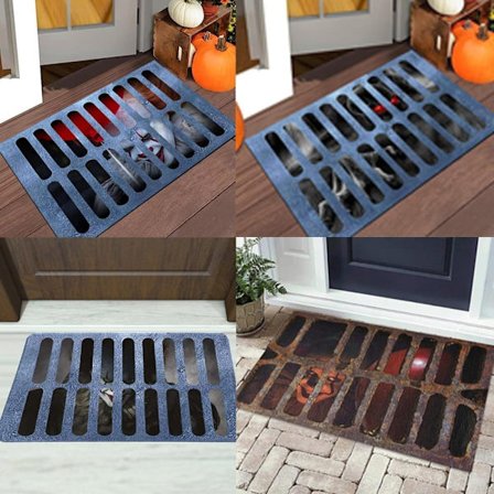 4 st Halloween 3D Illusion Clown Dörrmatta, Heminredning, Clownmatta Inomhus- och utomhusdekorationer_TF_TF