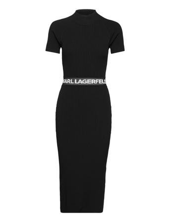 Sslv Knit Dress W/Logo Dresses Bodycon Dresses Svart Karl Lagerfeld