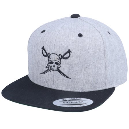 Iconic - Gris snapback Gorra - Pirate Logo Heather Grey/Black Snapback @ Hatstore