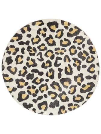Inom- Och Utomhusmatta Djur Tvättbar Barnmatta Liten Leopold - Vit/Flerfärgad Ø 150 Modern Stil