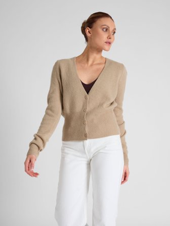Kashmircardigan "Grace long" - sand | Kashmina L