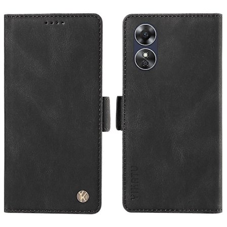 YIKATU YK-005 För Oppo A17 4G PU Läder Skin-touch Telefonfodral Plånboksställ Stöttåligt Skydd