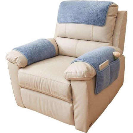 Komplett sett med 3 myke Sherpa fleece armlensbeskyttere for hvilestoler, inkludert nakkestøtte og oppbevaringspose, beskyttende møbeltrekk for sofaer