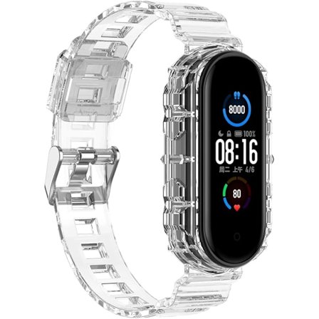 Smartwatcharmband för Xiaomi Mi Band 7/6/5, Transparent Silikonarmband, Ersättningsarmband för Xiaomi