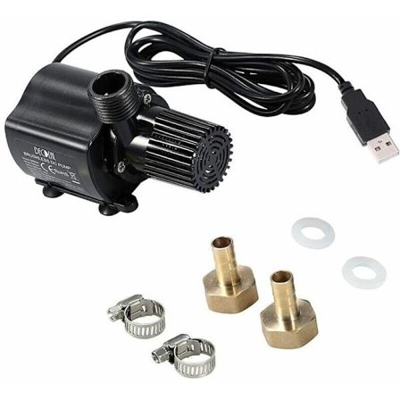 Trädgårdsfontänpump, USB-vattenpump Trädgårdsfontänpump Amfibiepump med 2 mässingsmunstycken och USB-laddningskabel Dykminivattenpump för Damm