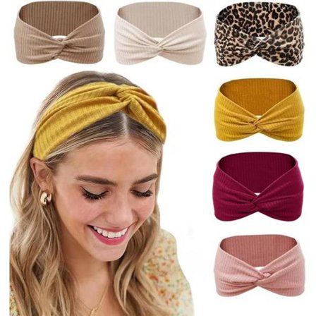 6-pak Boho Hårbånd, Stretch Hårbånd, Hårelastikker, Hårbånd - Anti-skrid, Brede Hårbånd til Piger, Elastiske Løbebånd, Yogabånd