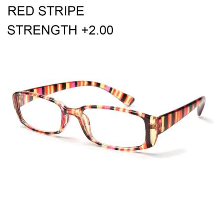 Läsglasögon Presbyopiska glasögon Retro Båge RÖD STRIP +200 red stripe