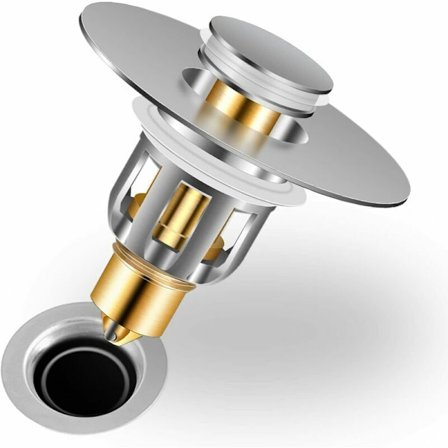 Pop-up vaskprop til håndvask og badekar til 28 til 51 mm afløbshul, vaskprop med anti-blokeret afløbsfilter til badeværelse og køkken